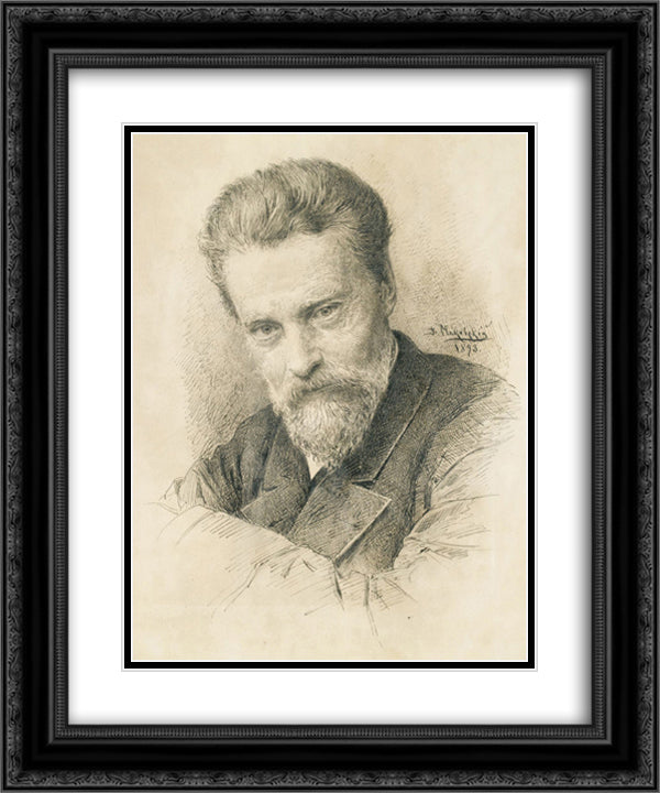 Self portrait 20x24 Black Ornate Wood Framed Art Print Poster with Double Matting by Makovsky, Vladimir