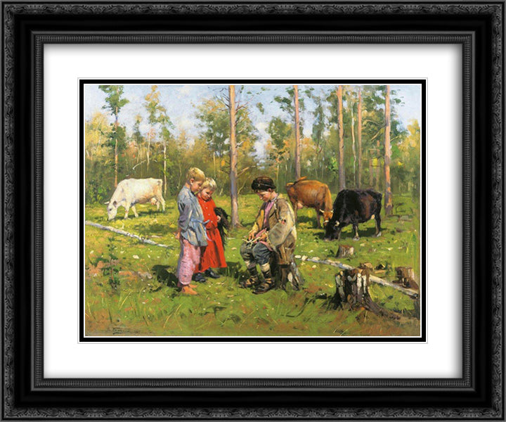 Shepherds 24x20 Black Ornate Wood Framed Art Print Poster with Double Matting by Makovsky, Vladimir
