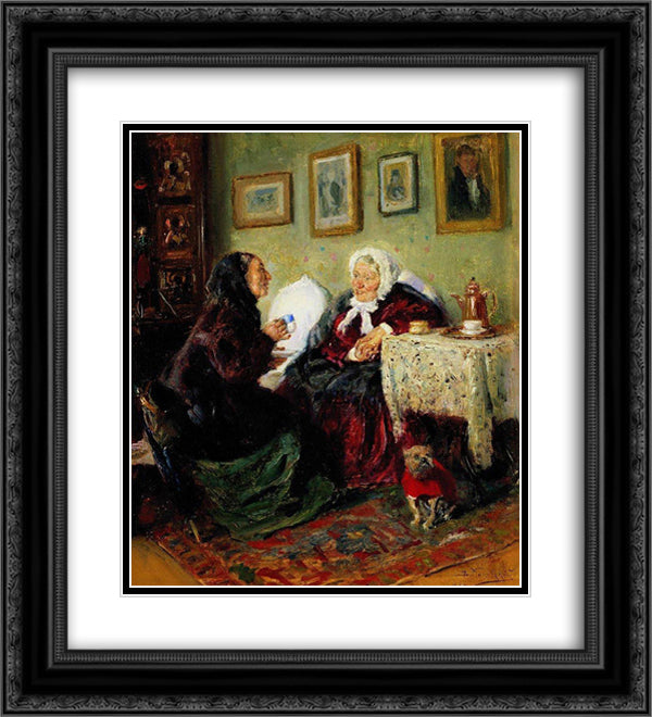 Tete-a-Tete 20x22 Black Ornate Wood Framed Art Print Poster with Double Matting by Makovsky, Vladimir