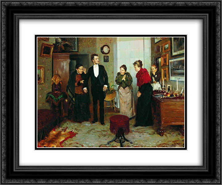 The first coat 24x20 Black Ornate Wood Framed Art Print Poster with Double Matting by Makovsky, Vladimir
