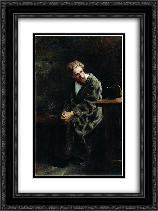 The Prisoner 18x24 Black Ornate Wood Framed Art Print Poster with Double Matting by Makovsky, Vladimir