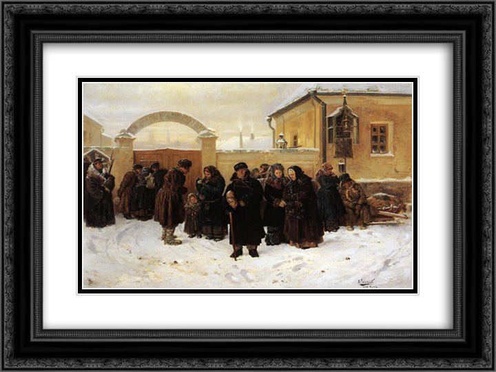 Waiting 24x18 Black Ornate Wood Framed Art Print Poster with Double Matting by Makovsky, Vladimir
