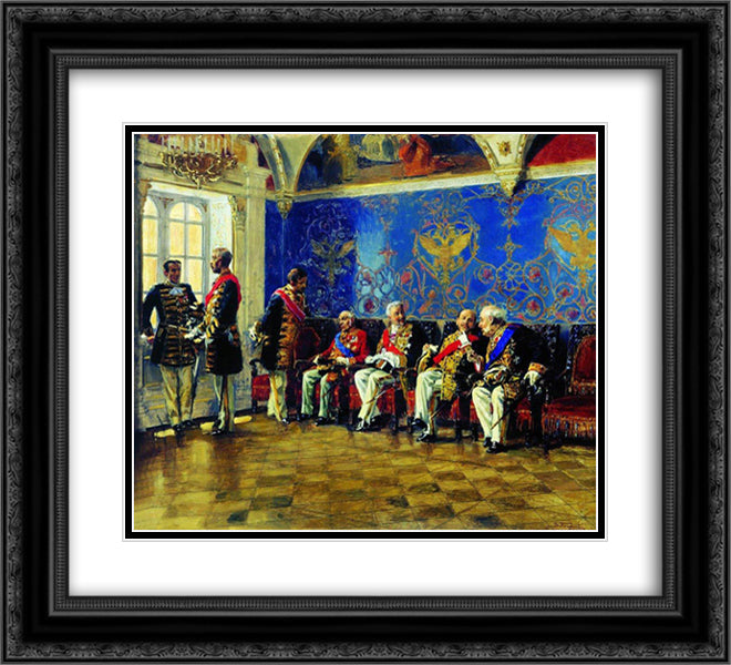 Waiting for an Audience 22x20 Black Ornate Wood Framed Art Print Poster with Double Matting by Makovsky, Vladimir