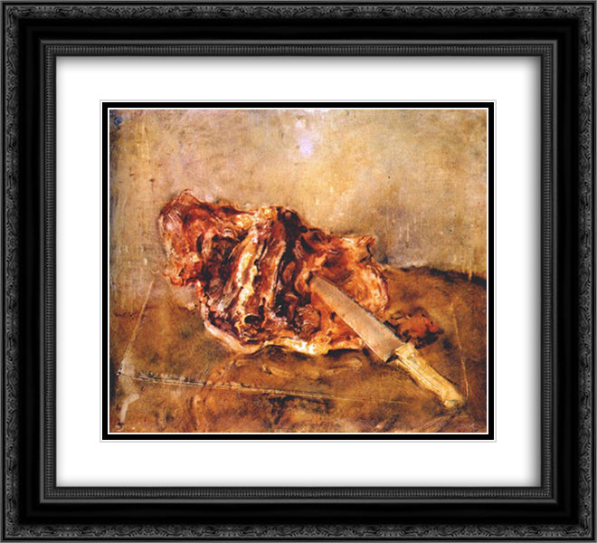 Meat 22x20 Black Ornate Wood Framed Art Print Poster with Double Matting by Tatlin, Vladimir