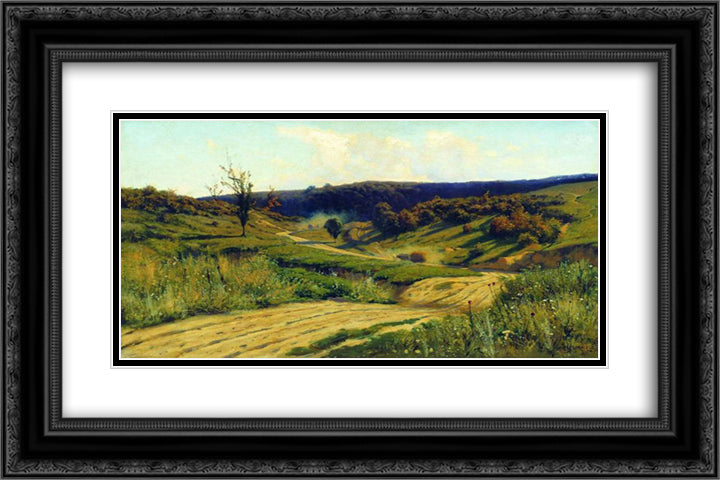 A road 24x16 Black Ornate Wood Framed Art Print Poster with Double Matting by Orlovsky, Volodymyr
