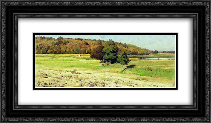 Autumn landscape 24x14 Black Ornate Wood Framed Art Print Poster with Double Matting by Orlovsky, Volodymyr
