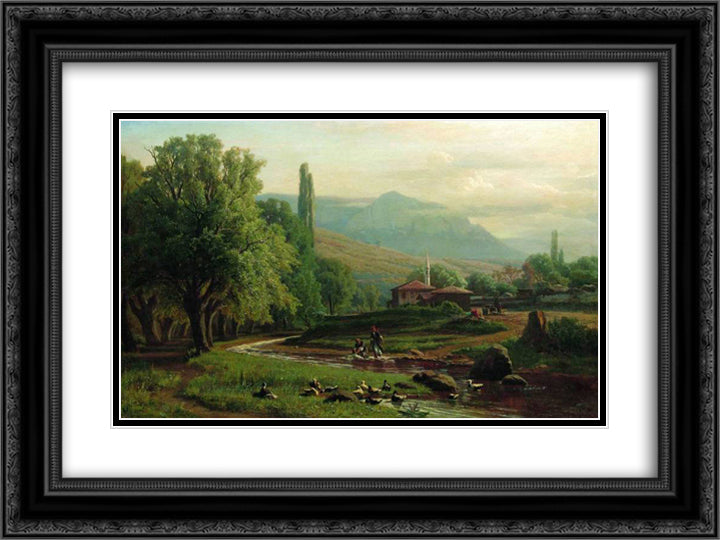 Crimean summer landscape 24x18 Black Ornate Wood Framed Art Print Poster with Double Matting by Orlovsky, Volodymyr