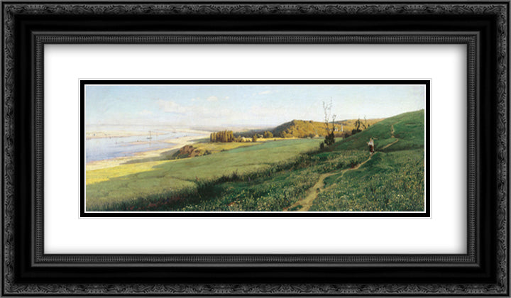 Dnieper River 24x14 Black Ornate Wood Framed Art Print Poster with Double Matting by Orlovsky, Volodymyr