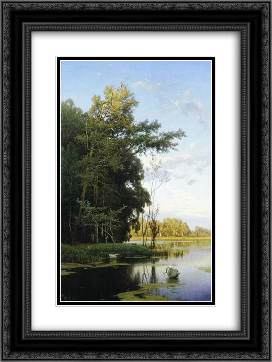 Lake in Gatchina park 18x24 Black Ornate Wood Framed Art Print Poster with Double Matting by Orlovsky, Volodymyr
