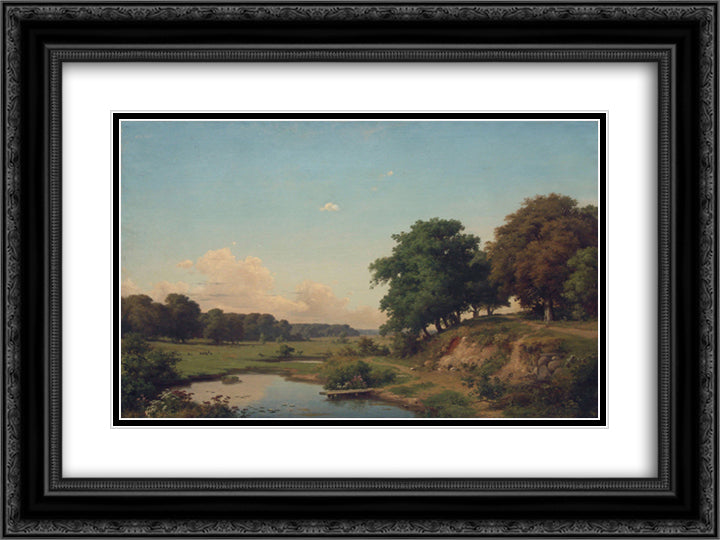 Landscape with pond 24x18 Black Ornate Wood Framed Art Print Poster with Double Matting by Orlovsky, Volodymyr
