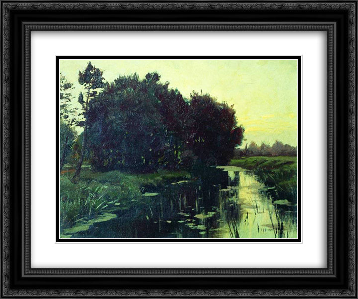 River 24x20 Black Ornate Wood Framed Art Print Poster with Double Matting by Orlovsky, Volodymyr