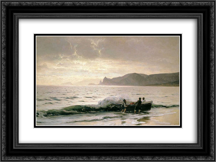 Seashore near Sudak 24x18 Black Ornate Wood Framed Art Print Poster with Double Matting by Orlovsky, Volodymyr