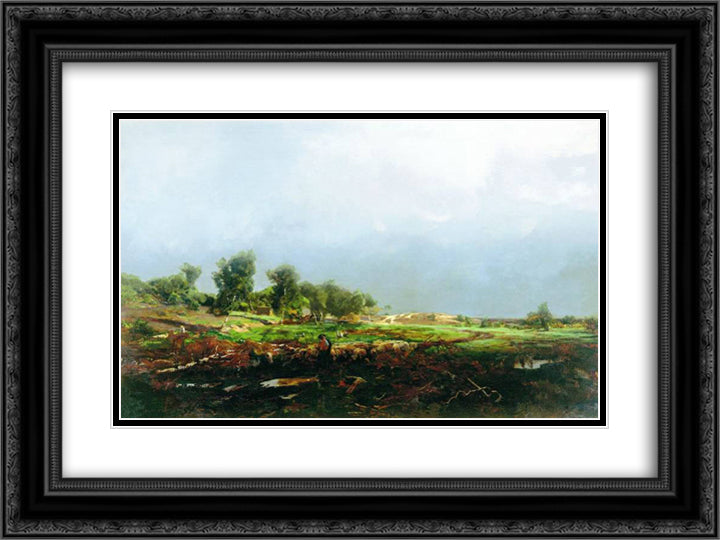 Storm in the field 24x18 Black Ornate Wood Framed Art Print Poster with Double Matting by Orlovsky, Volodymyr