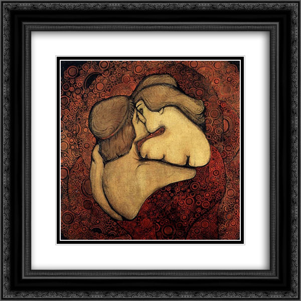 Kiss 20x20 Black Ornate Wood Framed Art Print Poster with Double Matting by Maksymovych, Vsevolod