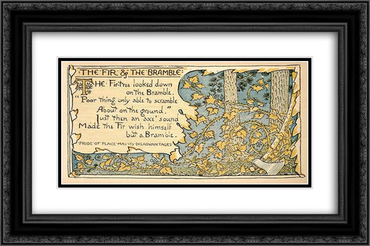 Baby's Own Aesop 24x16 Black Ornate Wood Framed Art Print Poster with Double Matting by Crane, Walter