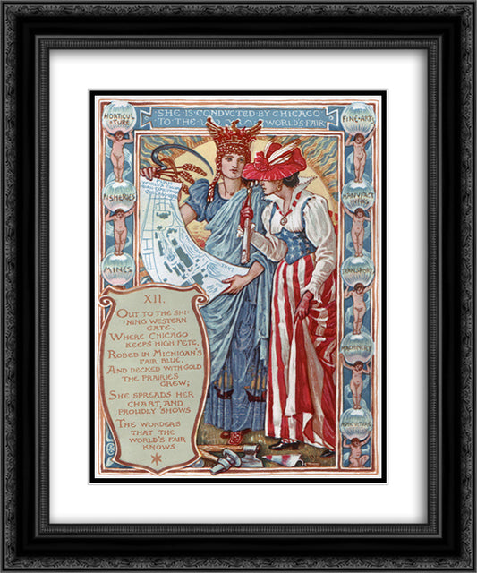 Chicago 20x24 Black Ornate Wood Framed Art Print Poster with Double Matting by Crane, Walter