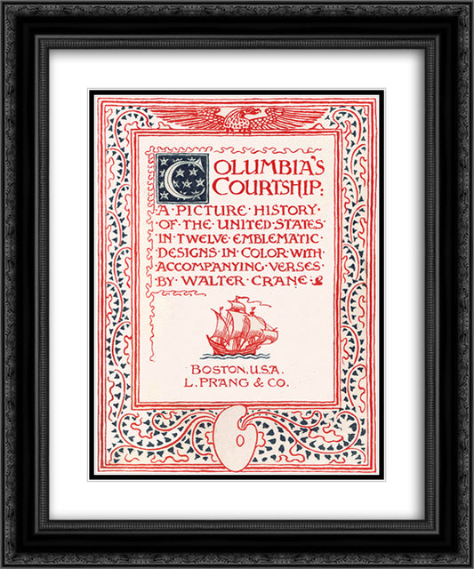 Columbia's Courtship 20x24 Black Ornate Wood Framed Art Print Poster with Double Matting by Crane, Walter