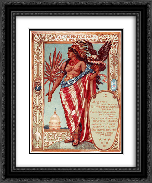 Declaration of Independence 20x24 Black Ornate Wood Framed Art Print Poster with Double Matting by Crane, Walter