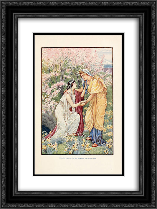 Demeter rejoiced, for her daughter was by her side 18x24 Black Ornate Wood Framed Art Print Poster with Double Matting by Crane, Walter