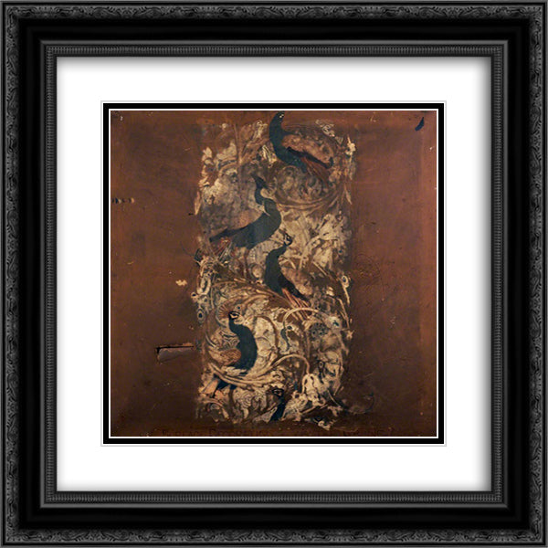 Design for Peacock Garden Wallpaper 20x20 Black Ornate Wood Framed Art Print Poster with Double Matting by Crane, Walter
