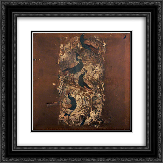 Design for Peacock Garden Wallpaper 20x20 Black Ornate Wood Framed Art Print Poster with Double Matting by Crane, Walter