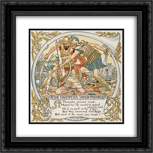 Illustration for The Trumpeter Taken Prisoner 20x20 Black Ornate Wood Framed Art Print Poster with Double Matting by Crane, Walter
