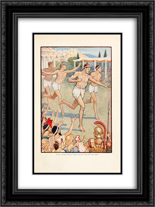 In the earlist times a simple foot-race was the only event 18x24 Black Ornate Wood Framed Art Print Poster with Double Matting by Crane, Walter