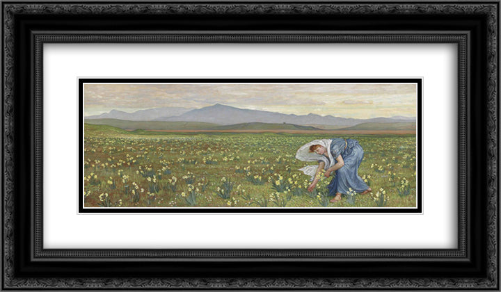 La Primavera 24x14 Black Ornate Wood Framed Art Print Poster with Double Matting by Crane, Walter