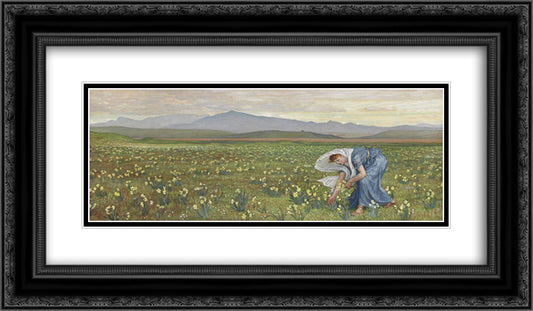 La Primavera 24x14 Black Ornate Wood Framed Art Print Poster with Double Matting by Crane, Walter