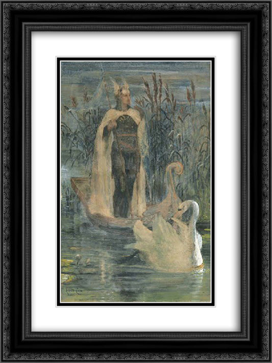 Lohengrin 18x24 Black Ornate Wood Framed Art Print Poster with Double Matting by Crane, Walter