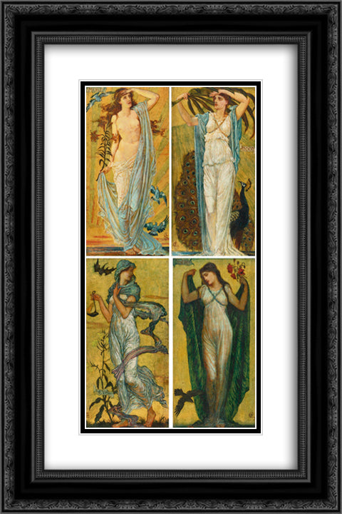Morn, Noon, Eve, Night 16x24 Black Ornate Wood Framed Art Print Poster with Double Matting by Crane, Walter