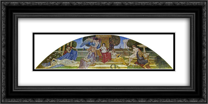 Painting 24x12 Black Ornate Wood Framed Art Print Poster with Double Matting by Crane, Walter