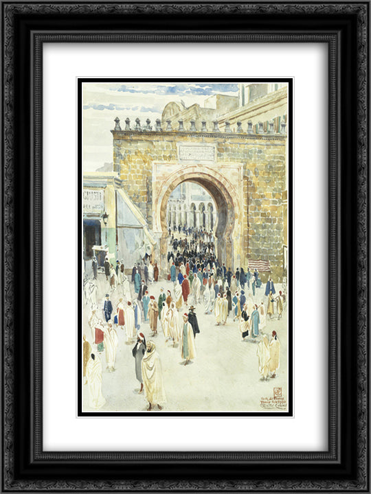 Porte de France Tunis 18x24 Black Ornate Wood Framed Art Print Poster with Double Matting by Crane, Walter