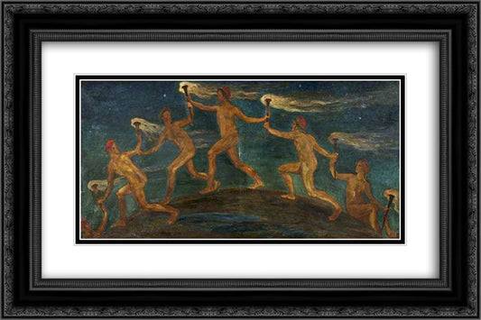 Race of Hero Spirits Pass 24x16 Black Ornate Wood Framed Art Print Poster with Double Matting by Crane, Walter