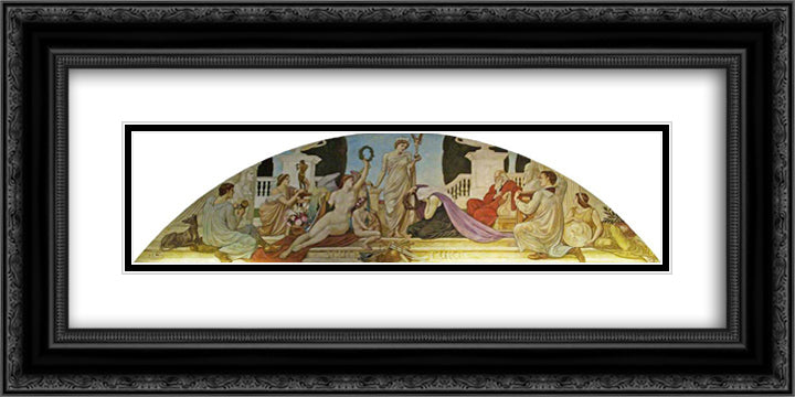 Sculpture 24x12 Black Ornate Wood Framed Art Print Poster with Double Matting by Crane, Walter