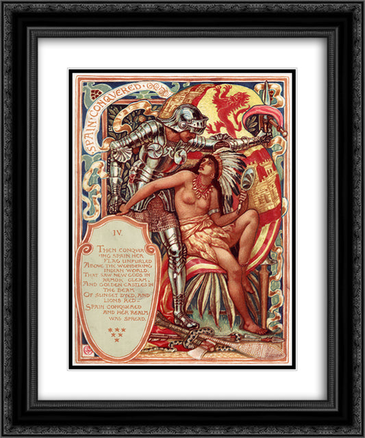 Spain Conquered 20x24 Black Ornate Wood Framed Art Print Poster with Double Matting by Crane, Walter