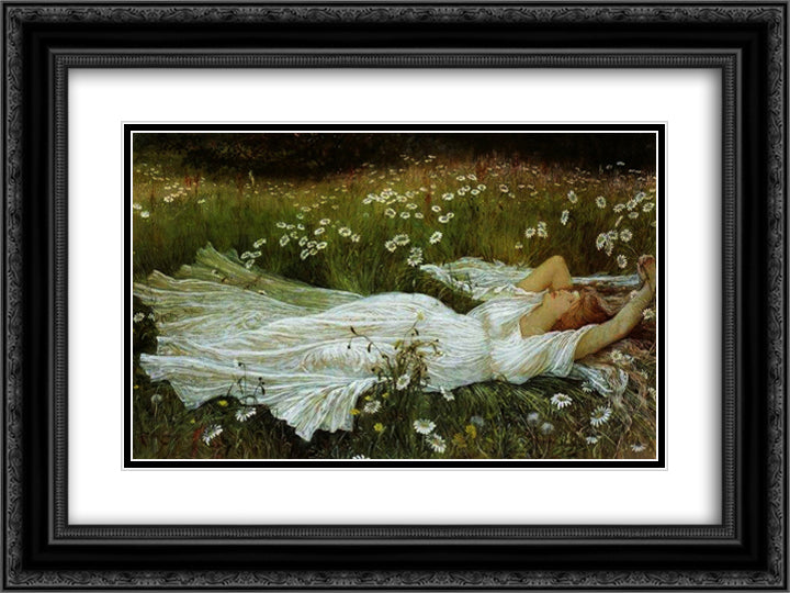 Summer 24x18 Black Ornate Wood Framed Art Print Poster with Double Matting by Crane, Walter