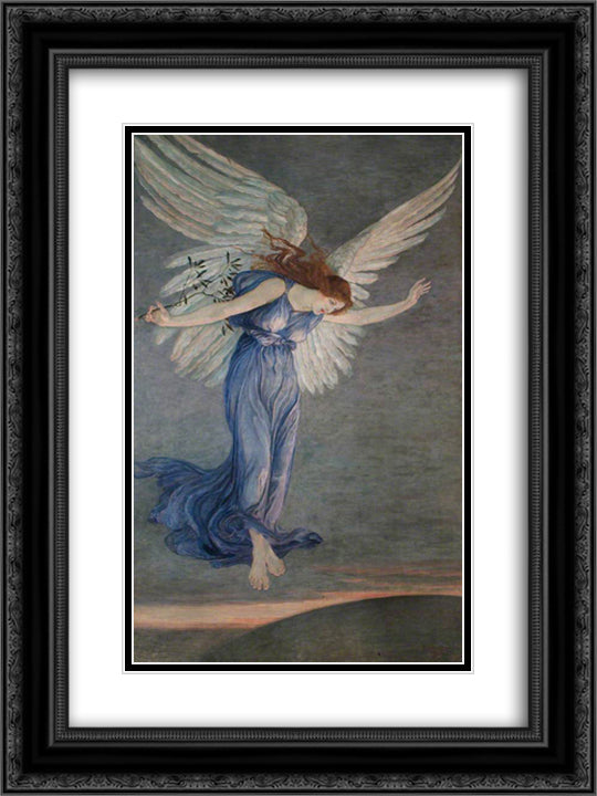 The Angel of Peace 18x24 Black Ornate Wood Framed Art Print Poster with Double Matting by Crane, Walter