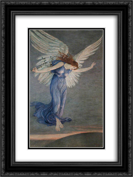 The Angel of Peace 18x24 Black Ornate Wood Framed Art Print Poster with Double Matting by Crane, Walter