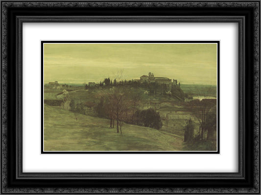 The Aventine from the Palatine 24x18 Black Ornate Wood Framed Art Print Poster with Double Matting by Crane, Walter