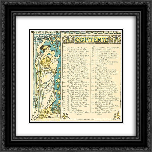 The baby's own Aesop 20x20 Black Ornate Wood Framed Art Print Poster with Double Matting by Crane, Walter
