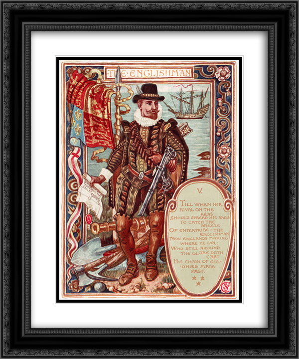 The Englishman 20x24 Black Ornate Wood Framed Art Print Poster with Double Matting by Crane, Walter
