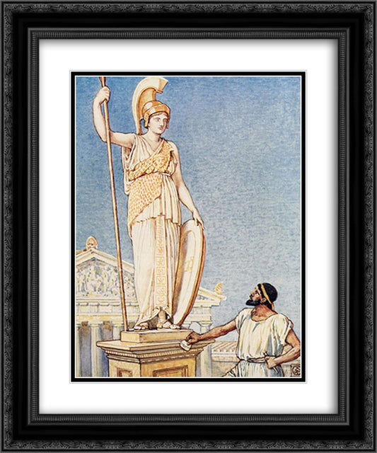 The figure of the Goddess was a Colossal one 20x24 Black Ornate Wood Framed Art Print Poster with Double Matting by Crane, Walter