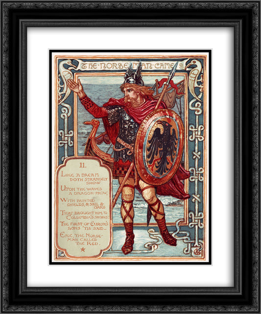 The Norseman 20x24 Black Ornate Wood Framed Art Print Poster with Double Matting by Crane, Walter