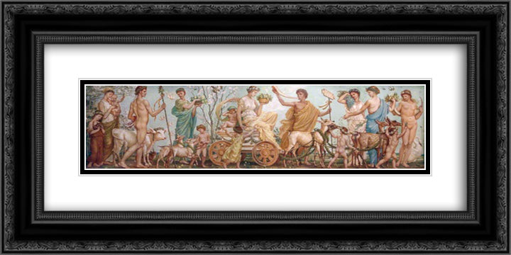 The Triumph of Spring 24x12 Black Ornate Wood Framed Art Print Poster with Double Matting by Crane, Walter