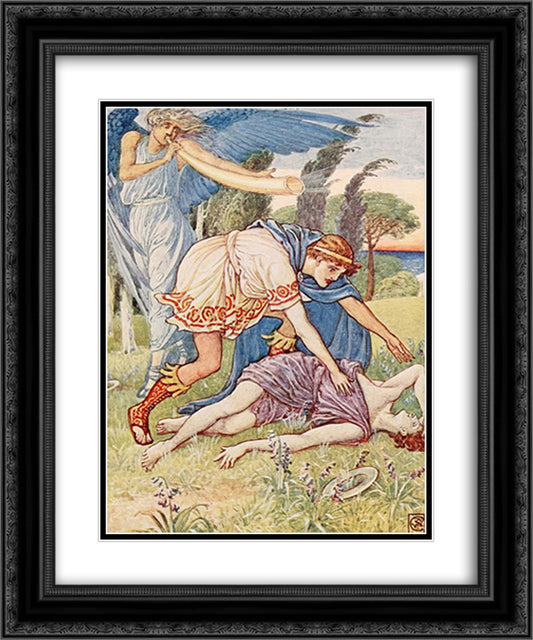 The wind - God sent a gust from the South 20x24 Black Ornate Wood Framed Art Print Poster with Double Matting by Crane, Walter