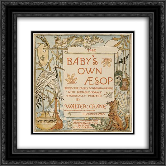 Title page of Baby's Own Aesop 20x20 Black Ornate Wood Framed Art Print Poster with Double Matting by Crane, Walter