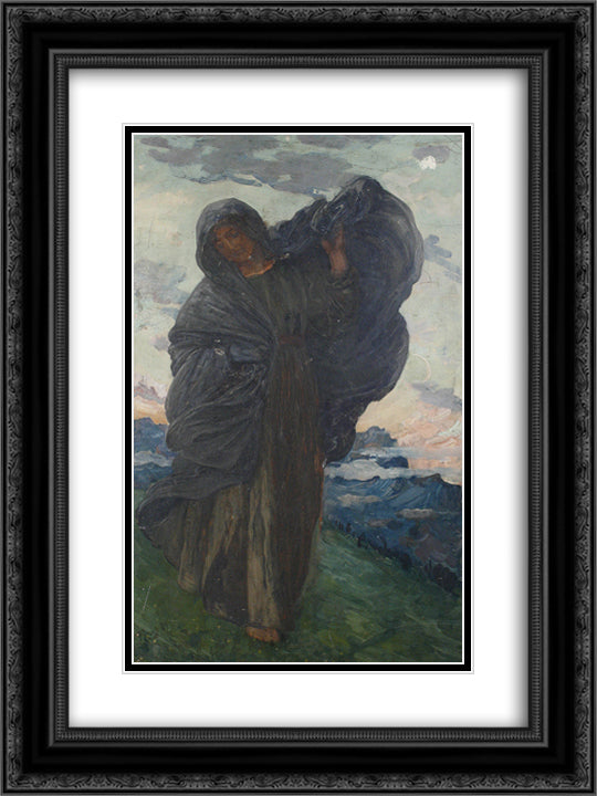 Winter 18x24 Black Ornate Wood Framed Art Print Poster with Double Matting by Crane, Walter