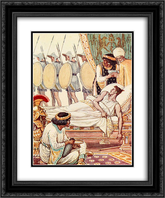 With an effort he looked at them as they passed 20x24 Black Ornate Wood Framed Art Print Poster with Double Matting by Crane, Walter