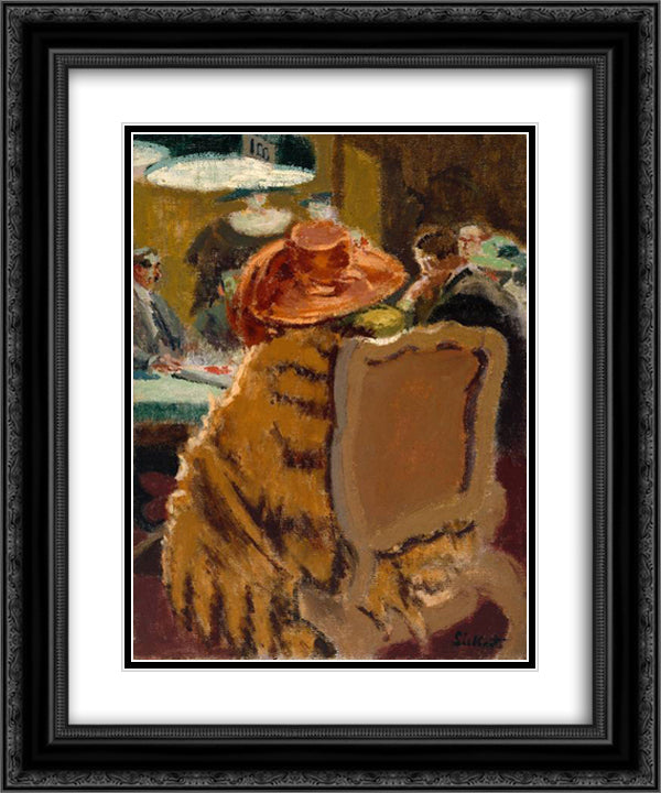 Baccarat - the Fur Cape 20x24 Black Ornate Wood Framed Art Print Poster with Double Matting by Sickert, Walter